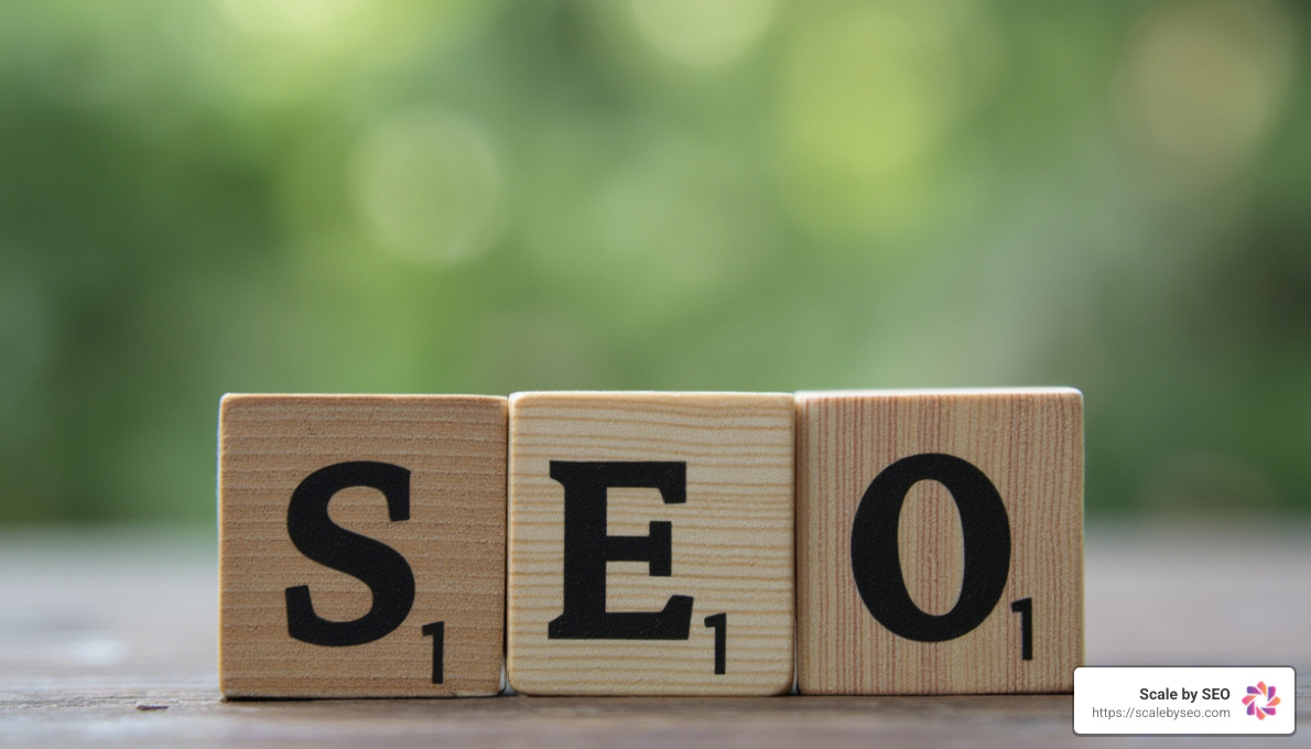 Realistic photo of building blocks with the word SEO - Effective backlink strategies