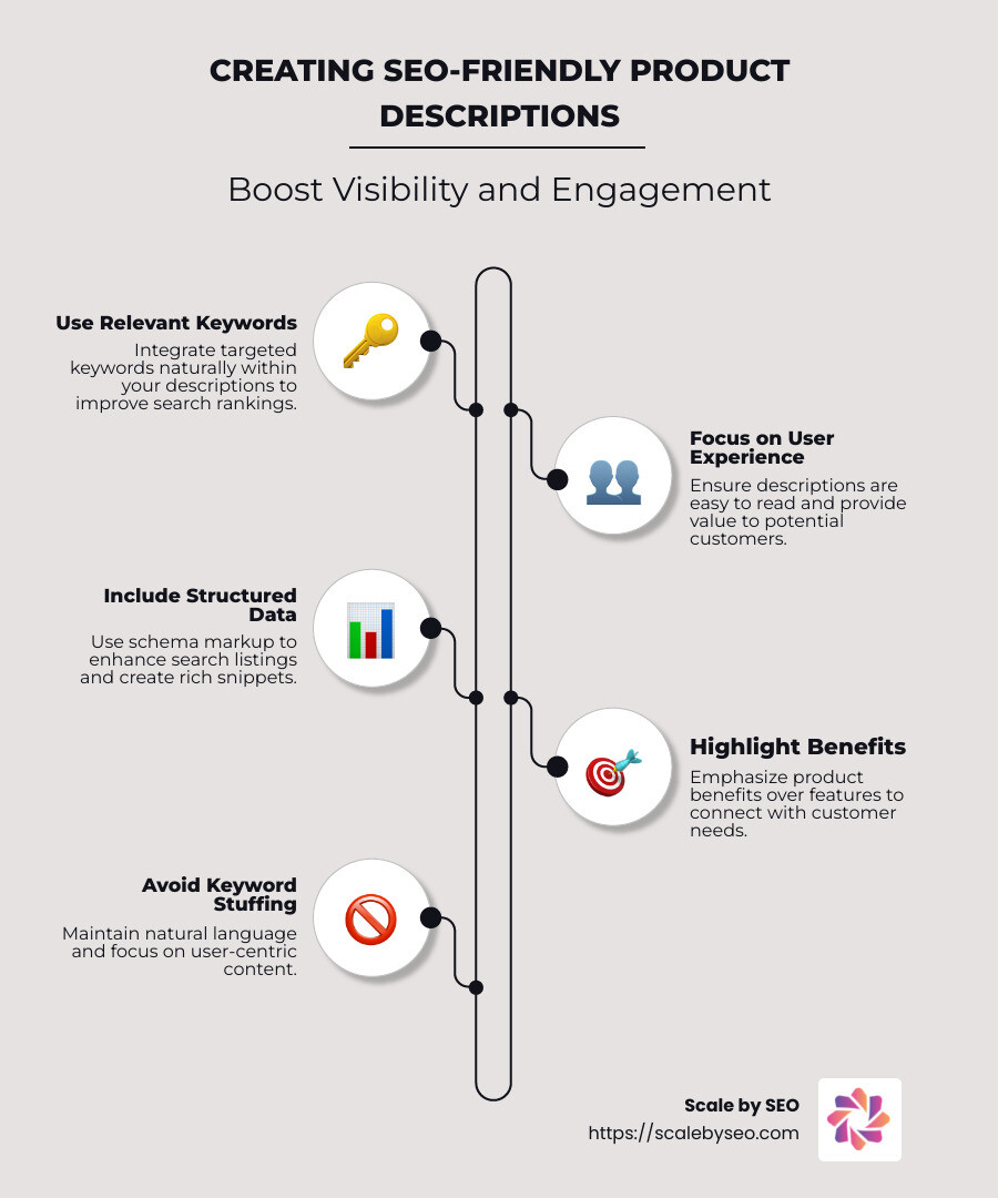 SEO-friendly product description infographic - SEO-friendly product descriptions infographic infographic-line-5-steps-neat_beige
