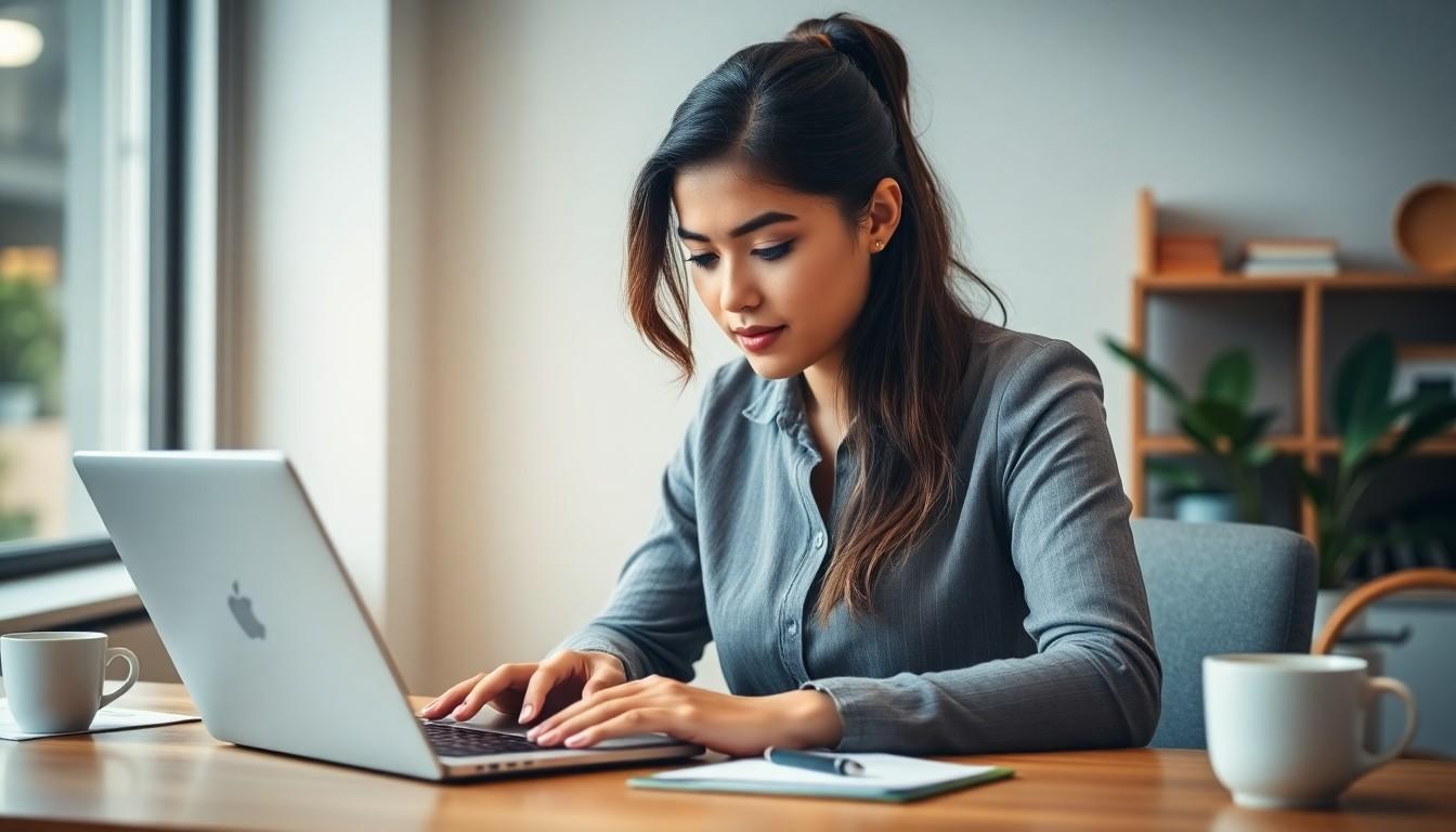 woman typing on laptop - seo vs sem what's the difference