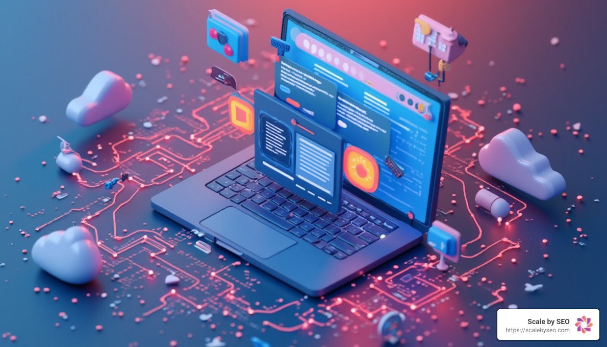 AI 3D illustration of a website with hyperlinks - Effective backlink strategies