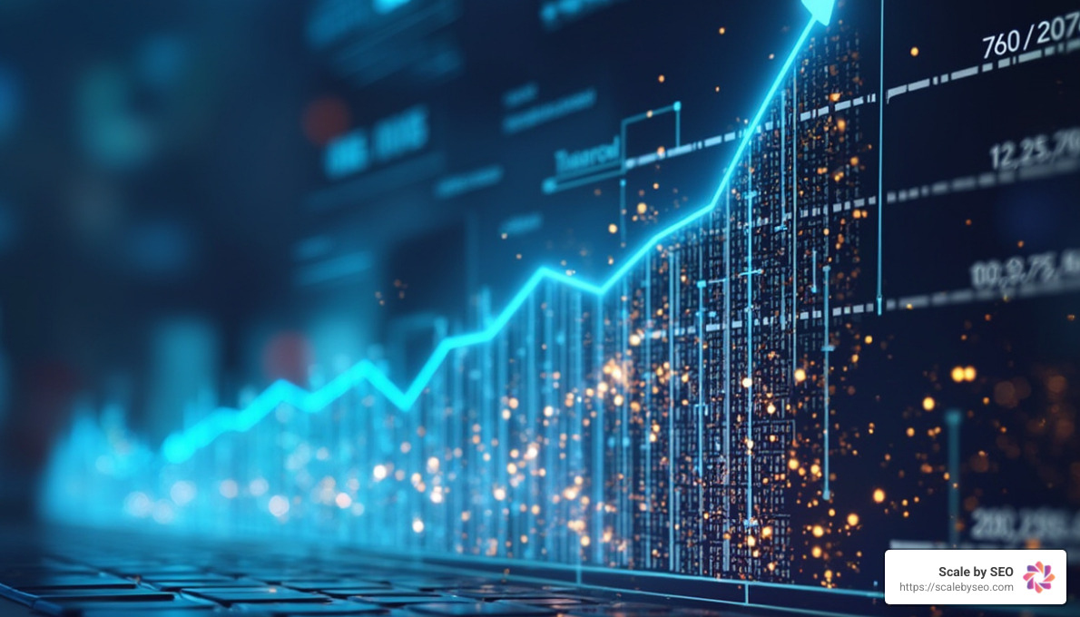 Illustration of website traffic growth over time - content distribution services