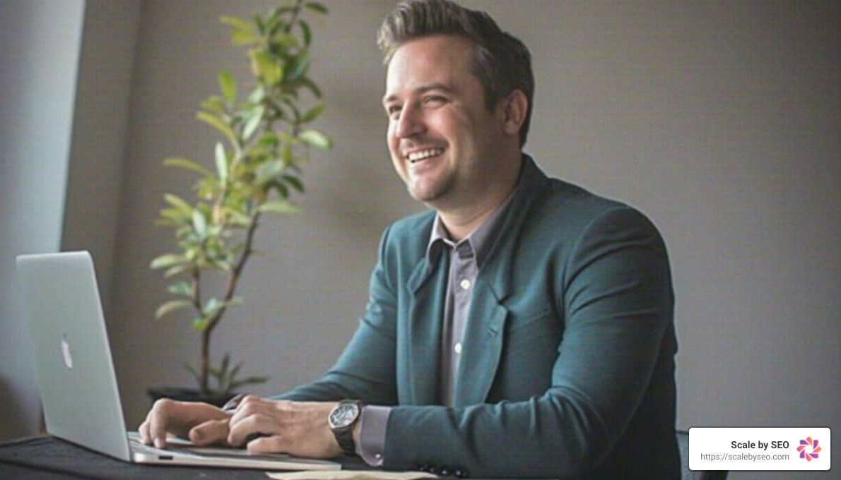 stock image of a person using a computer for keyword research - seo content writing