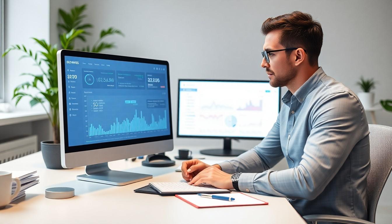 person working on computer - seo checker