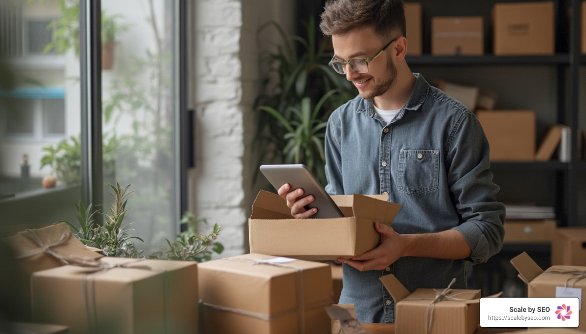 person unboxing product - seo-friendly product descriptions