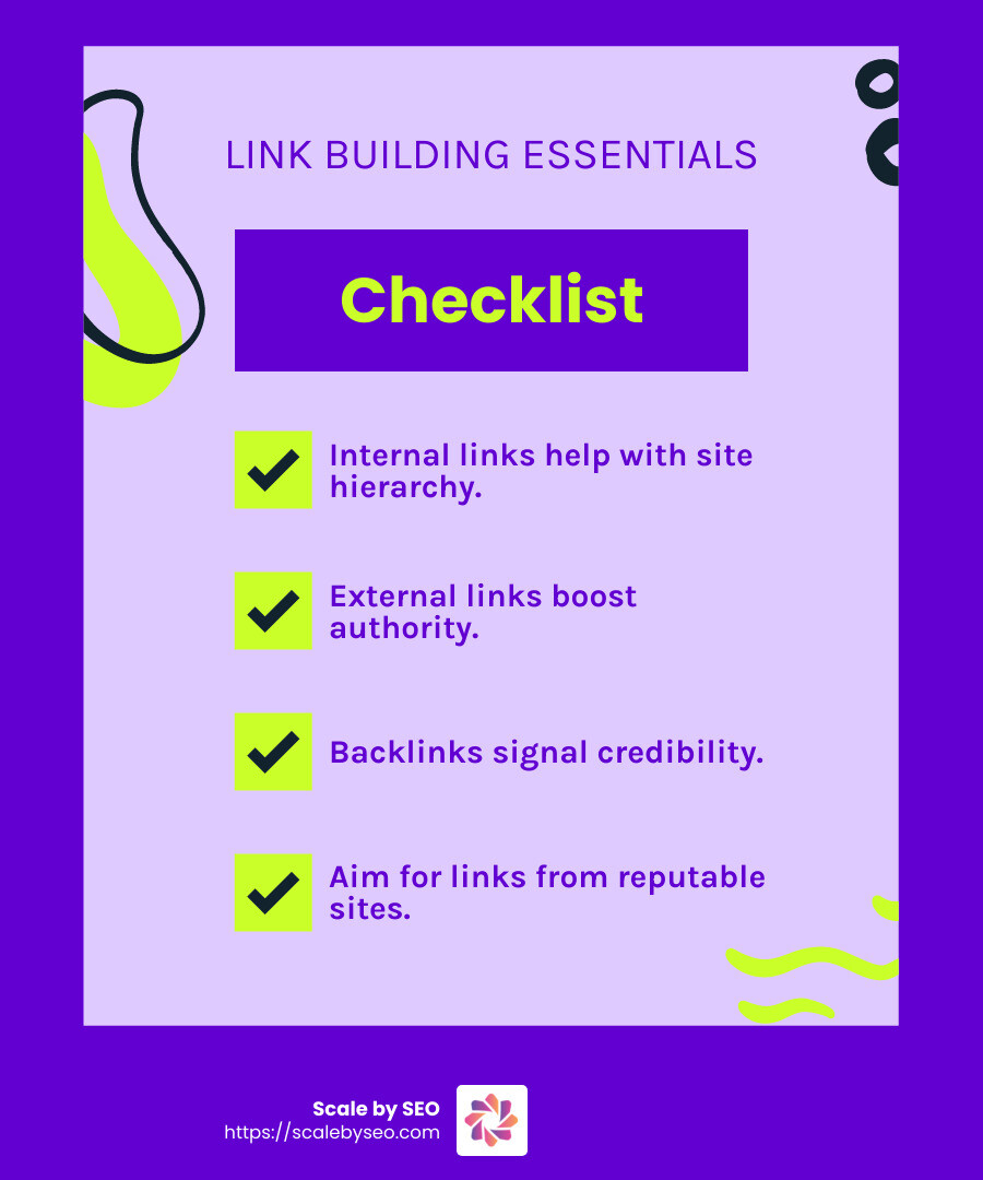 Link Building Boosts SEO - digital seo solutions infographic checklist-fun-neon