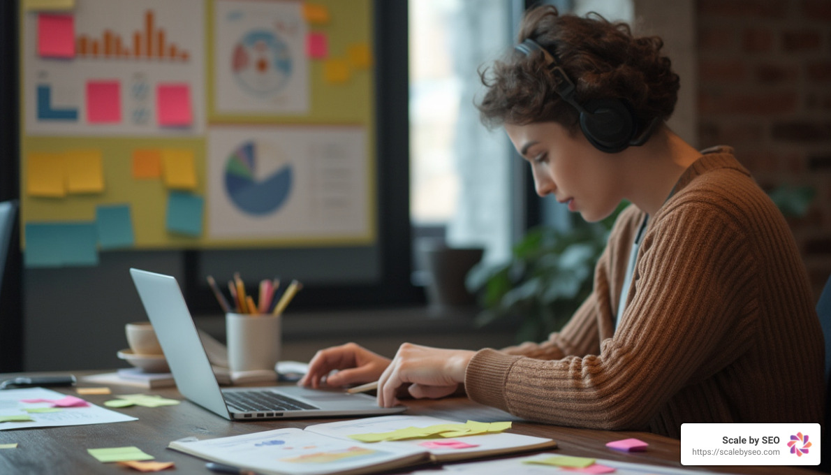 realistic image of person creating content plan - content marketing strategy example realistic image of person creating content plan - content marketing strategy example