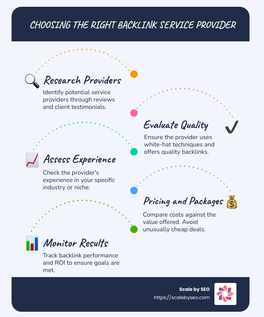 Important Elements in Choosing Backlink Service Provider - backlink service provider infographic infographic-line-5-steps-blues-accent_colors