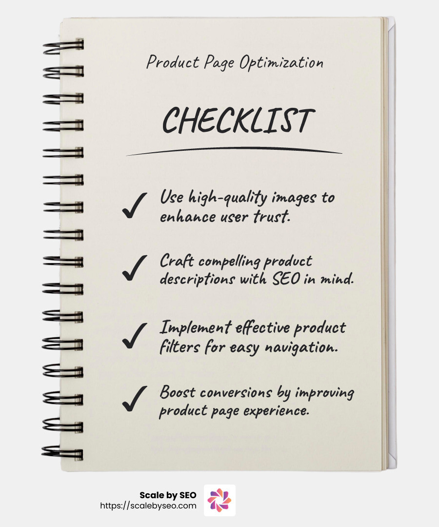 Product filters improve user experience and conversion rates - best practices for ecommerce sites infographic checklist-notebook
