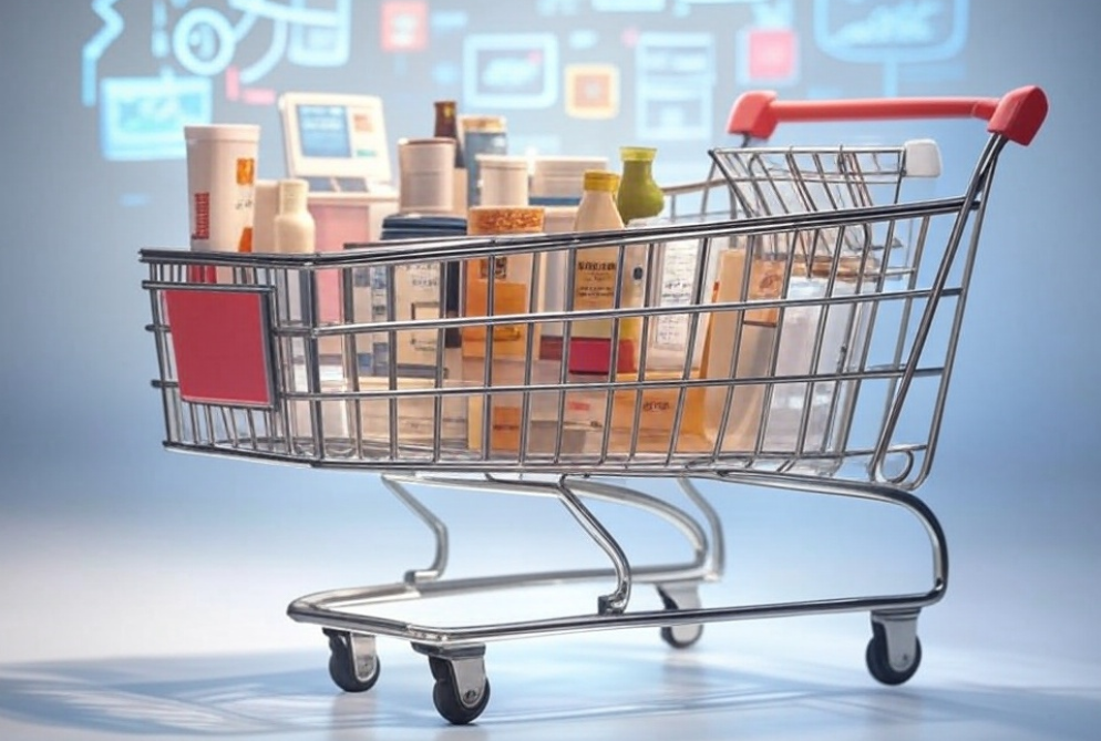 3D illustration of e-commerce with a shopping cart, digital marketing icons, and SEO elements around a globe representing global online shopping - SEO for Shopify stores 3D illustration of e-commerce with a shopping cart, digital marketing icons, and SEO elements around a globe representing global online shopping - SEO for Shopify stores