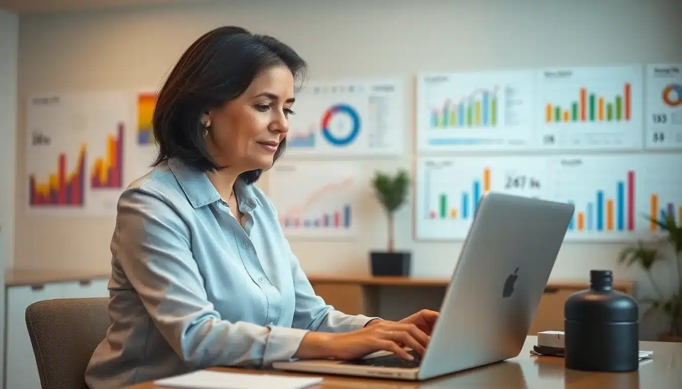 woman working on laptop - google ai mode for small businesses