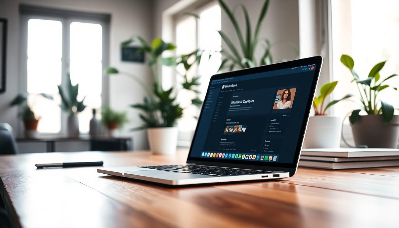 laptop on table - on-site SEO optimization for WordPress websites