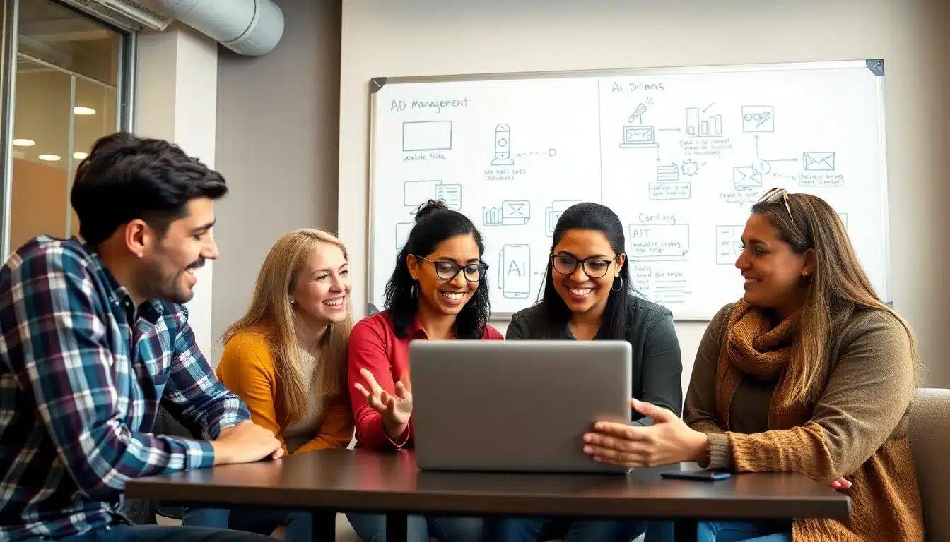 group of people with laptop - google ai mode for small businesses