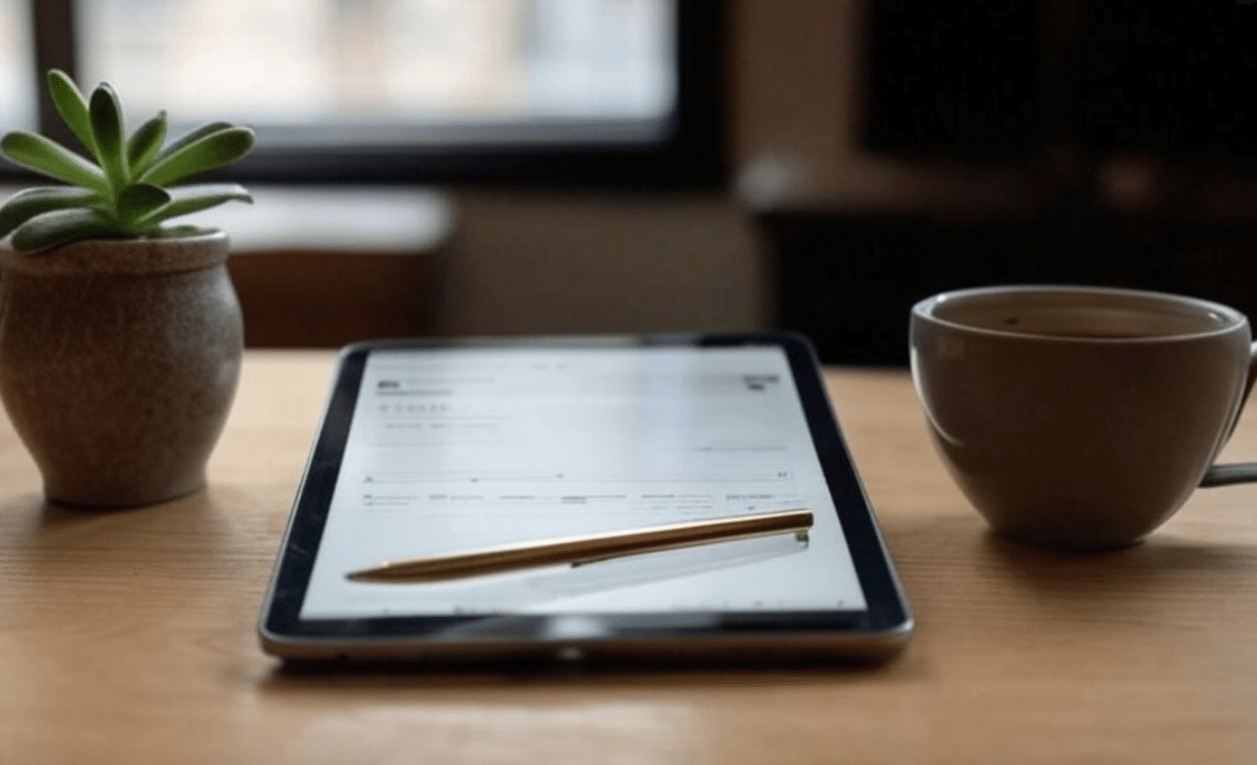 tablet and pen on table - long-term seo content plan