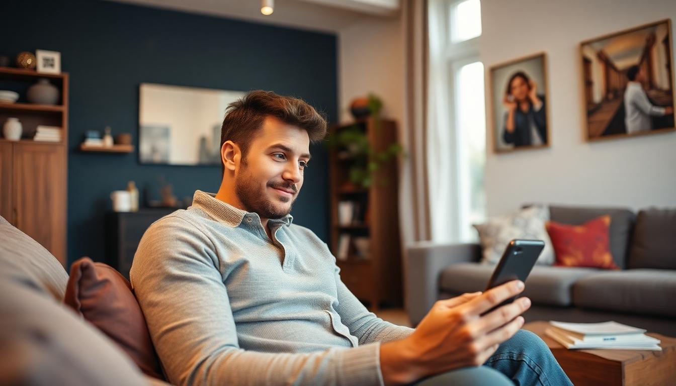 man looking at smartphone - the impact of eeat on search results