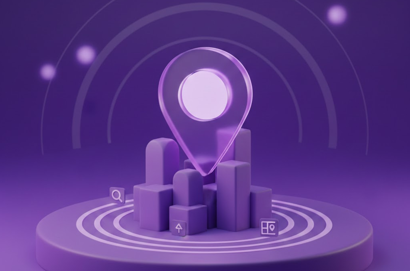 building and location pin, representing local SEO