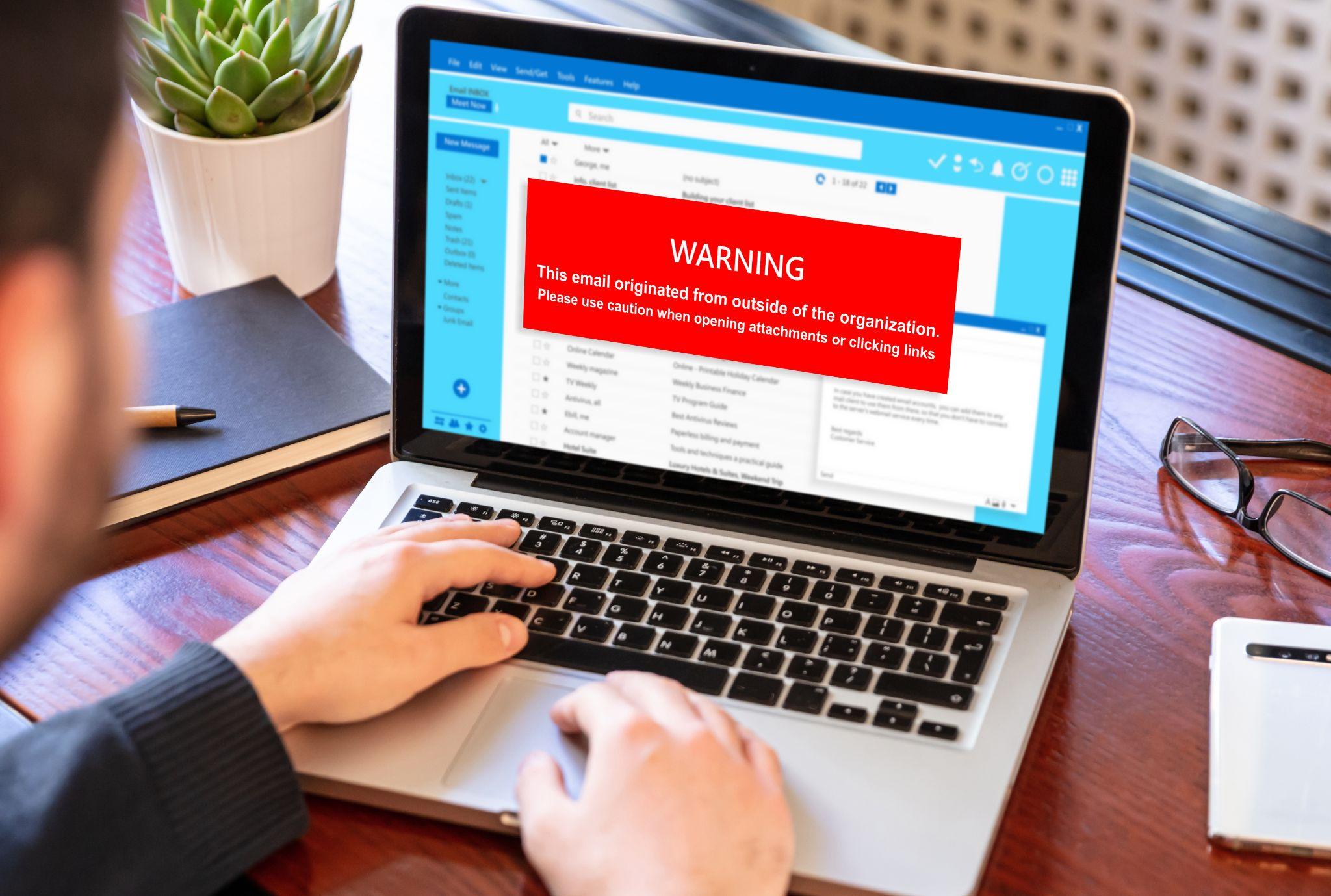 phishing alert on laptop