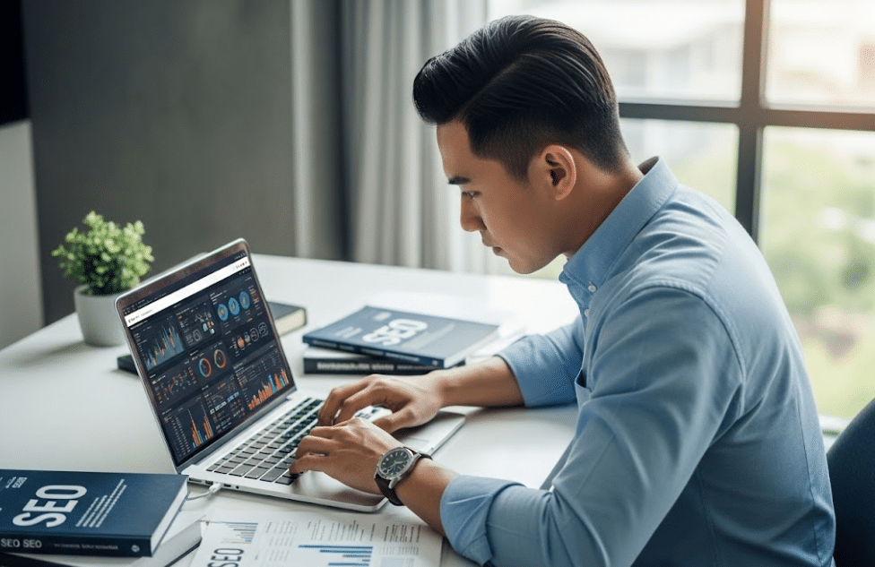 SEO professional at work